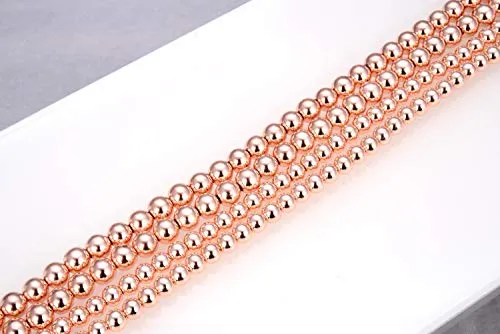 3 Strands Top Quality Natural Hematite Rose Gold Plated Gemstone 10mm Round Loose Stone Beads (120-129pcs Total) for Jewelry Craft Making GFC4-10