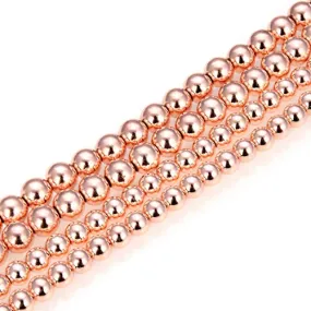 3 Strands Top Quality Natural Hematite Rose Gold Plated Gemstone 10mm Round Loose Stone Beads (120-129pcs Total) for Jewelry Craft Making GFC4-10