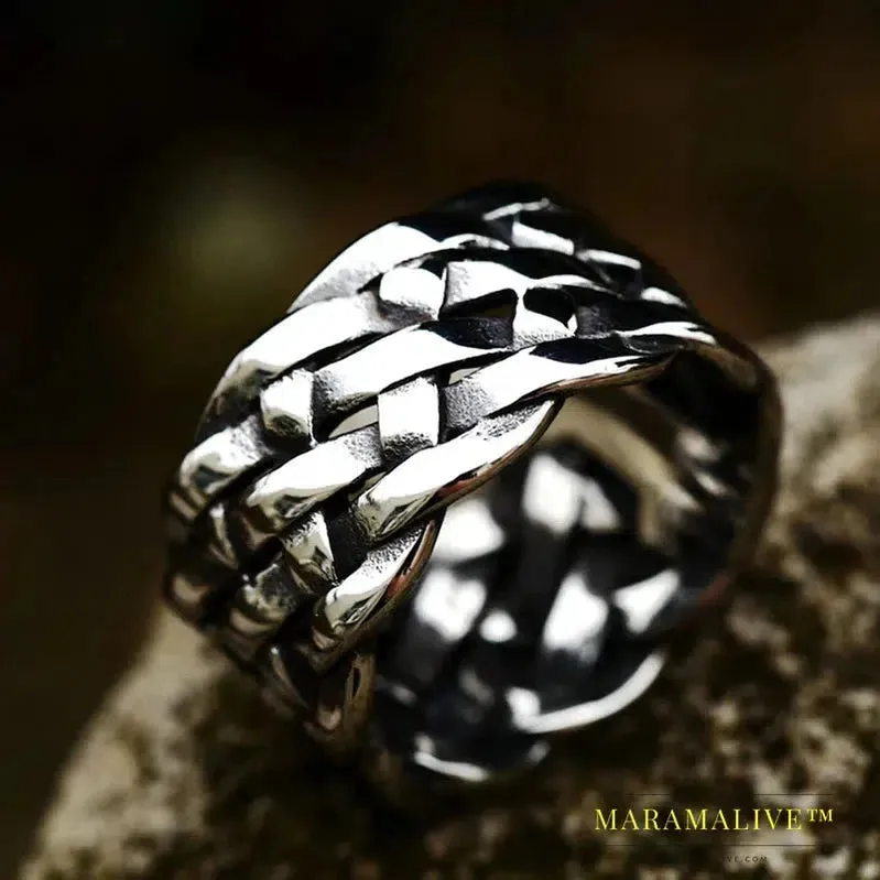 316L Stainless Steel Gothic Personality Chain Ring Man Goth  Fashion Men's Accessories