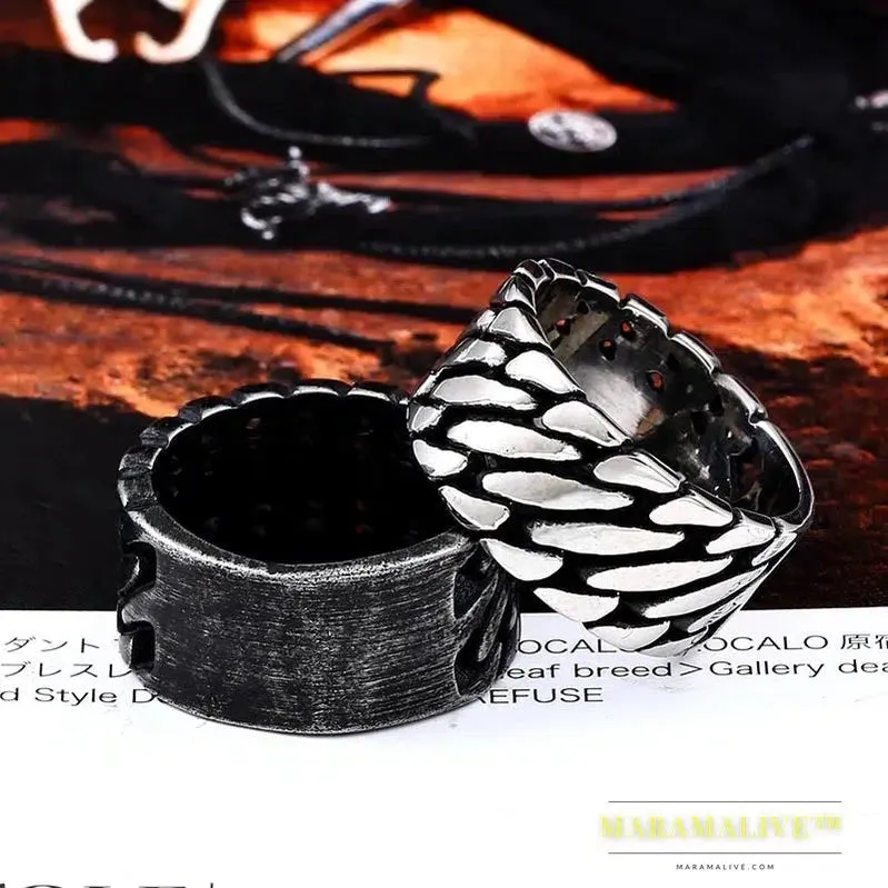 316L Stainless Steel Gothic Personality Chain Ring Man Goth  Fashion Men's Accessories