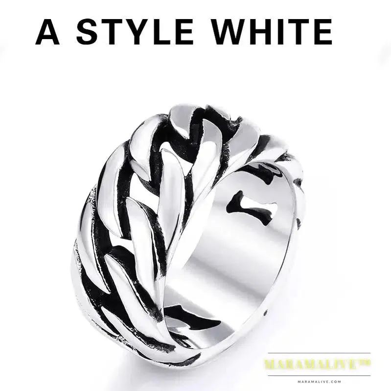 316L Stainless Steel Gothic Personality Chain Ring Man Goth  Fashion Men's Accessories