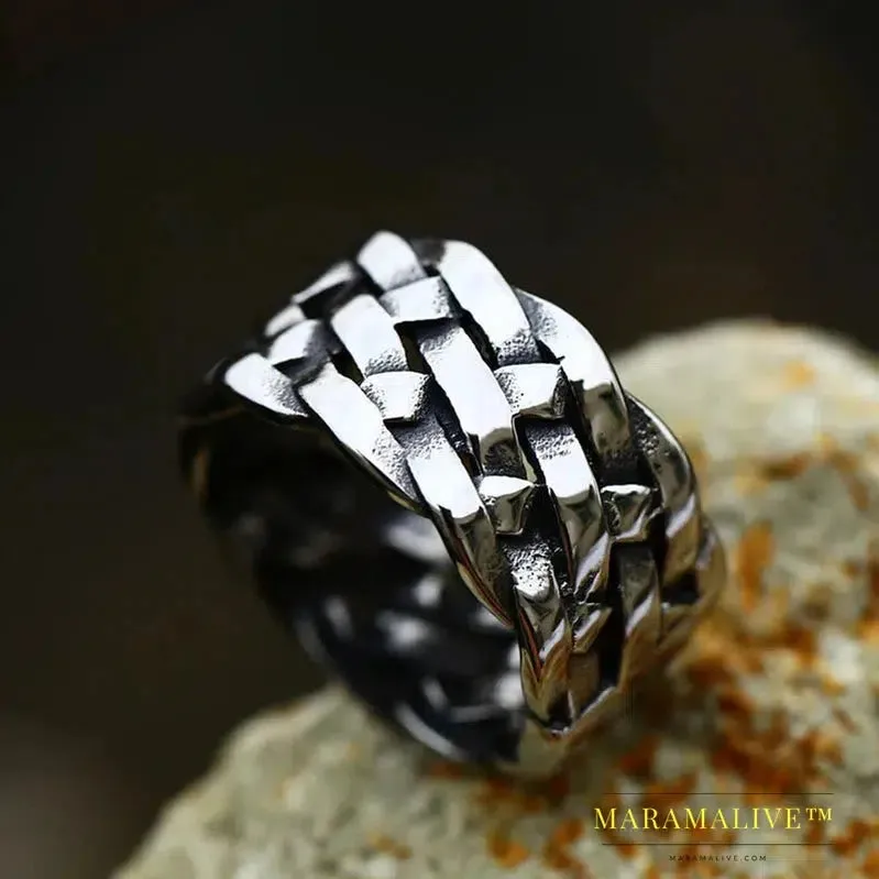 316L Stainless Steel Gothic Personality Chain Ring Man Goth  Fashion Men's Accessories