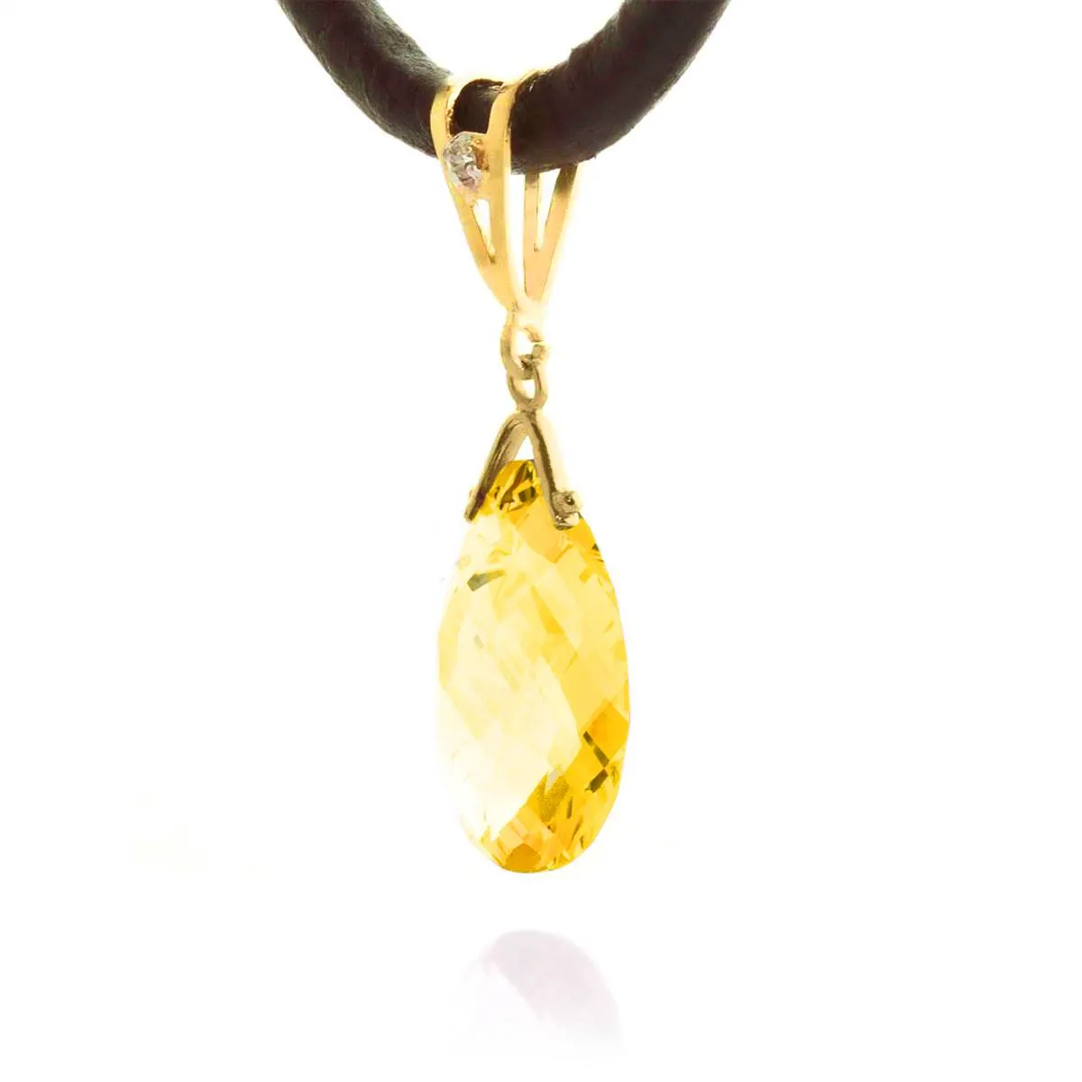 6.51 Carat 14K Solid Yellow Gold Attraction Citrine Diamond Necklace