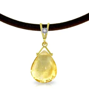 6.51 Carat 14K Solid Yellow Gold Attraction Citrine Diamond Necklace