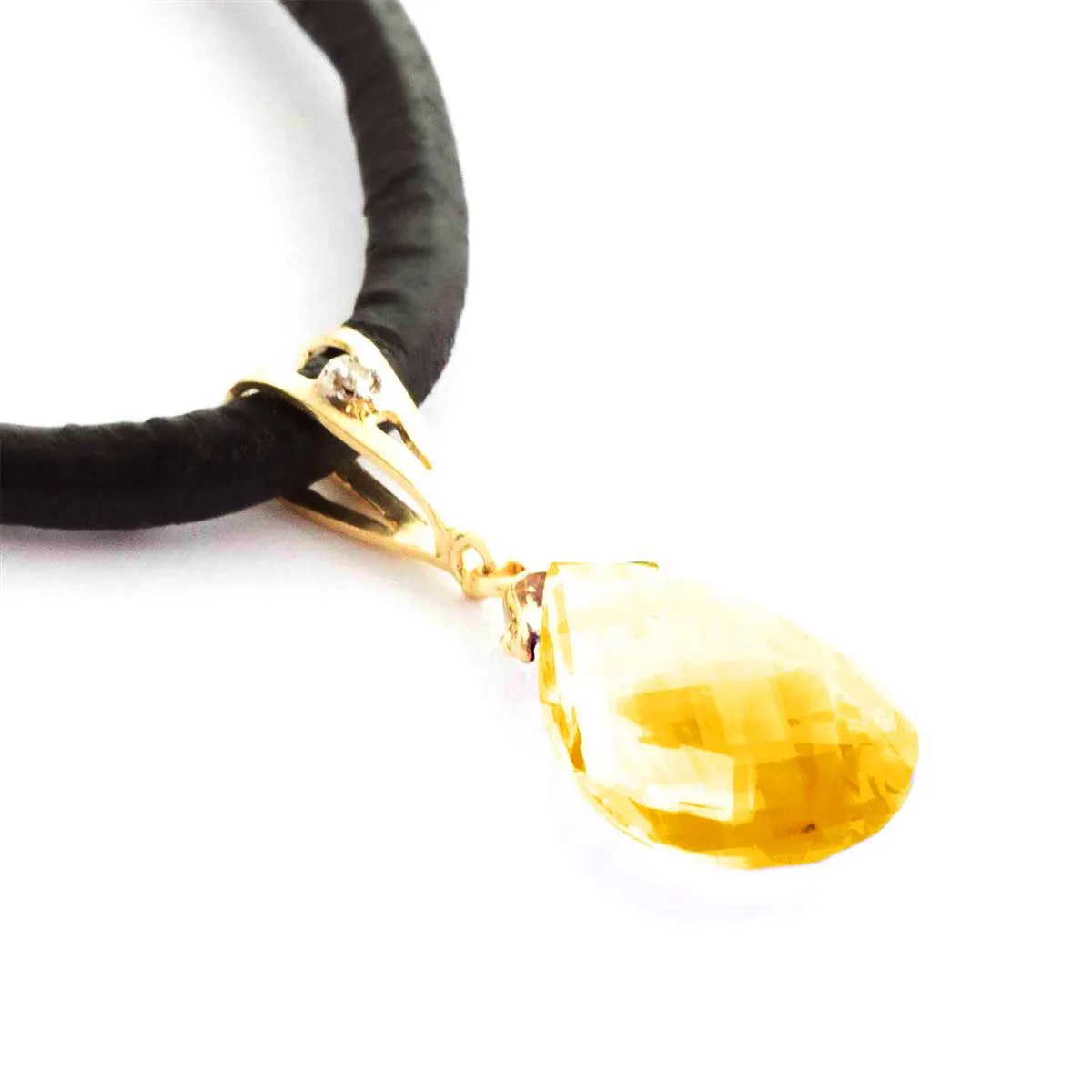 6.51 Carat 14K Solid Yellow Gold Attraction Citrine Diamond Necklace