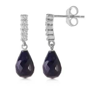 6.75 Carat 14K Solid White Gold Earrings Natural Diamond Sapphire