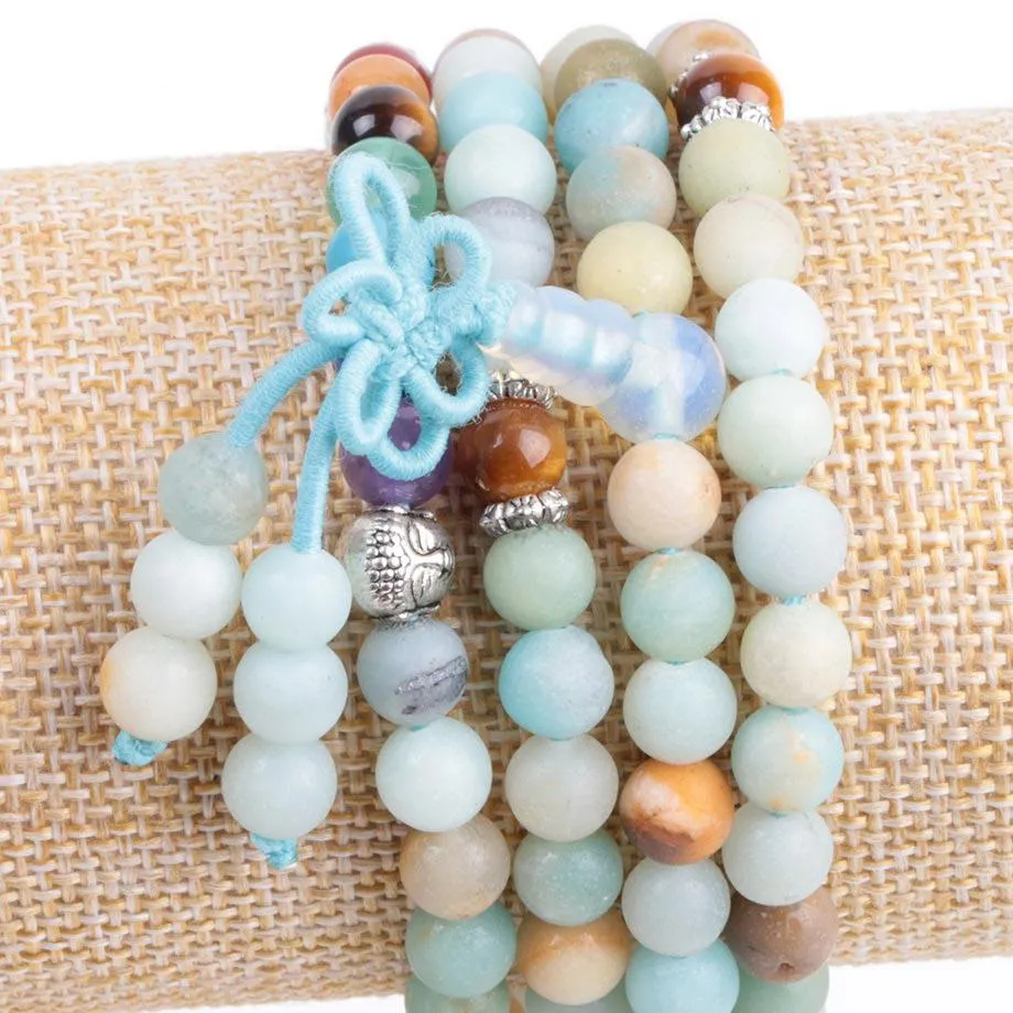 7 Chakra Amazonite 108 Mala Beads Bracelet