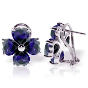 7.2 Carat 14K Solid White Gold Swing Sapphire Earrings