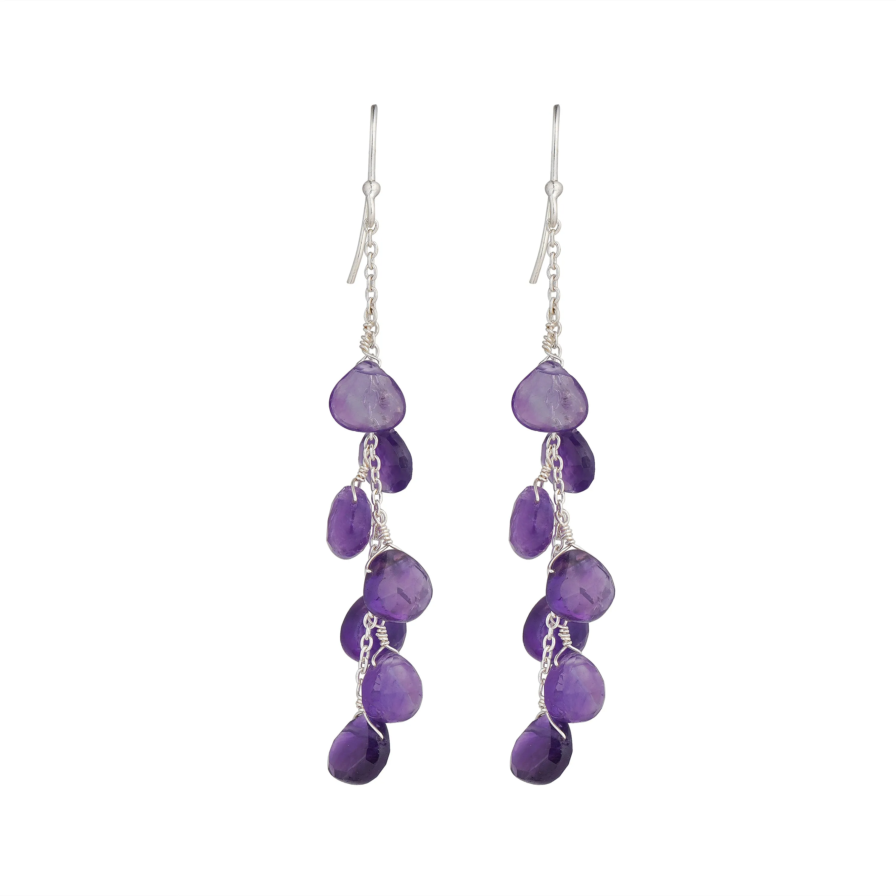 925 Sterling Silver Earrings - Amethyst Stone