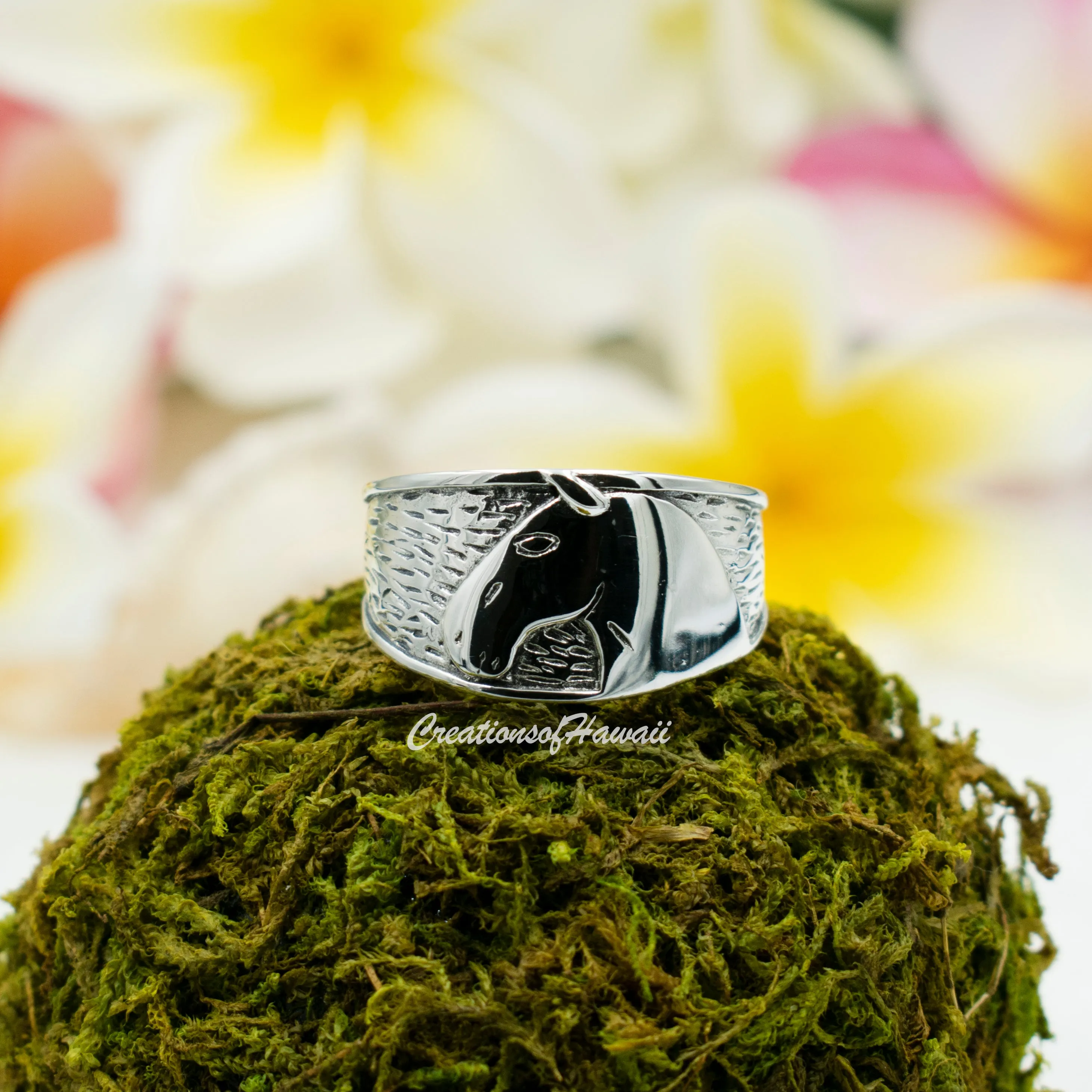 925 Sterling Silver Horse Face Ring for Boys, Men & Women.  15mm Wide Farmer, Country, County, State Fair, Horse Racetrack Statement Ring.