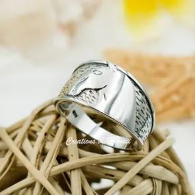 925 Sterling Silver Horse Face Ring for Boys, Men & Women.  15mm Wide Farmer, Country, County, State Fair, Horse Racetrack Statement Ring.