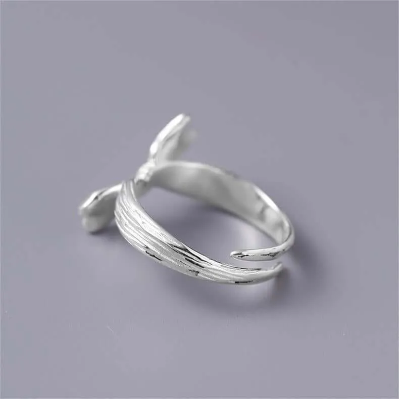 925 Sterling Silver Pleated Ribbon Plain Ring