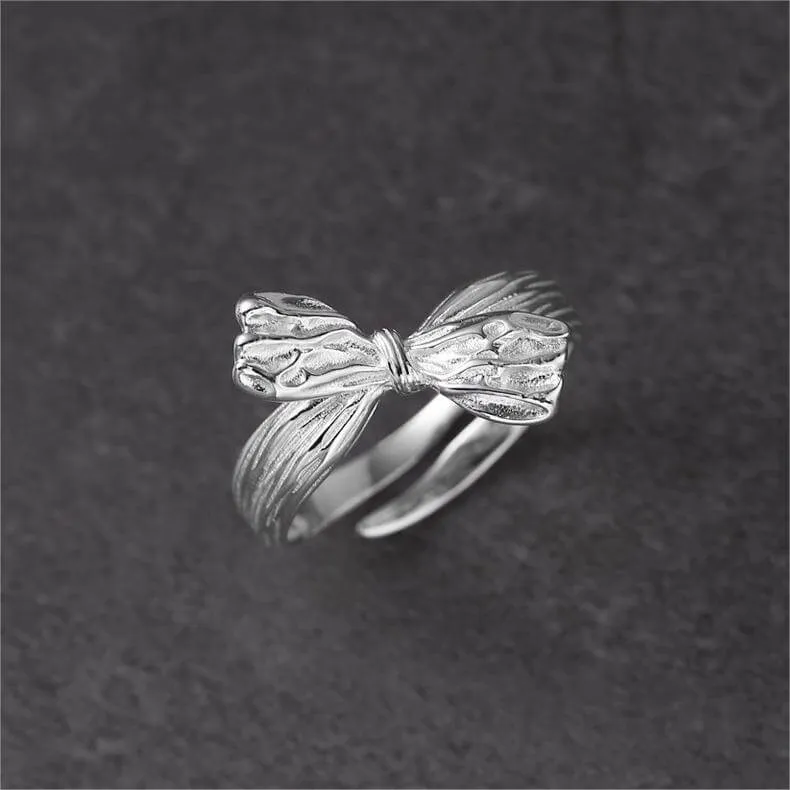 925 Sterling Silver Pleated Ribbon Plain Ring