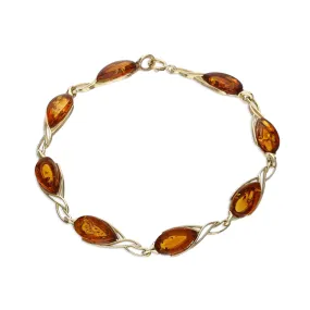 9ct Gold Amber Celtic Teardrop Bracelet