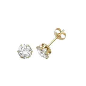 9ct Yellow Gold 5mm Zirconia Stud Earrings  ES212