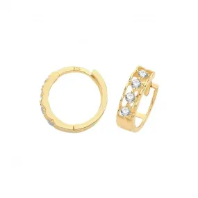 9CT Yellow Gold Zirconia Earrings with Hinged Design ER1177