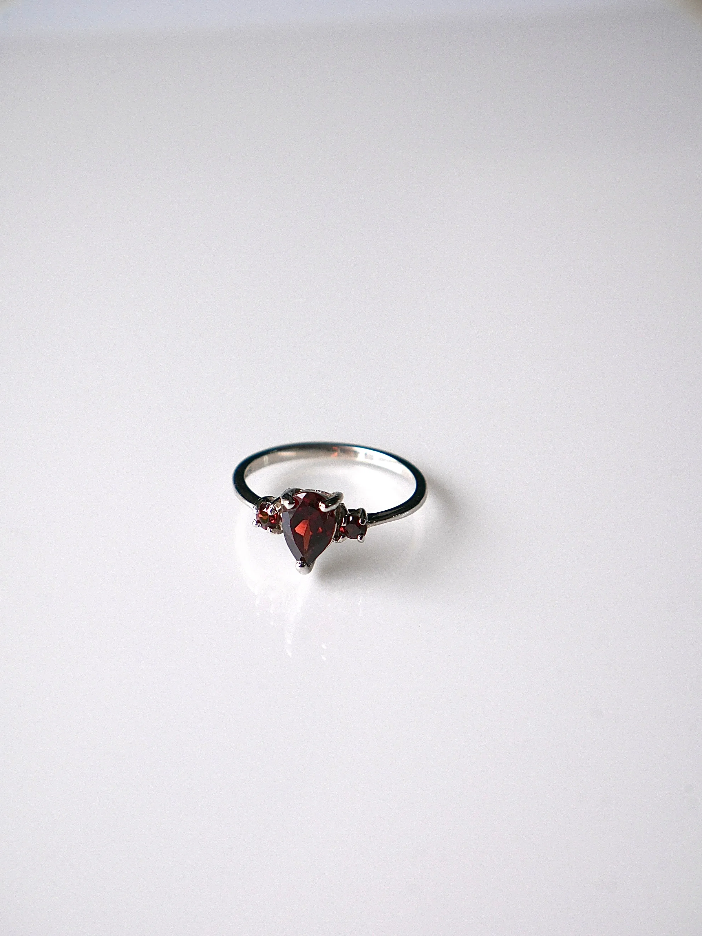 African Garnet Ring .925 Sterling Silver Pear Shape Natural Garnet Birthstone Nickel Free Luxury Dainty Jewelry