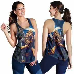 Allardice Tartan Family Crest Women's Racerback Tanks with Scottish Majestic Lion