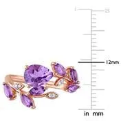 Amethyst &  Diamond Leaf Ring