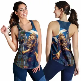 Anderson Tartan Family Crest Women's Racerback Tanks with Scottish Majestic Lion