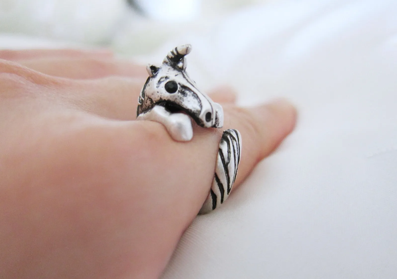 Animal Unicorn Wrap Ring; Cute Unique 3D animal ring, Adjustable Unicorn Ring