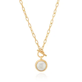 Anna Beck Coin Pearl Toggle Chain Necklace, 18 inch - Gold Plated