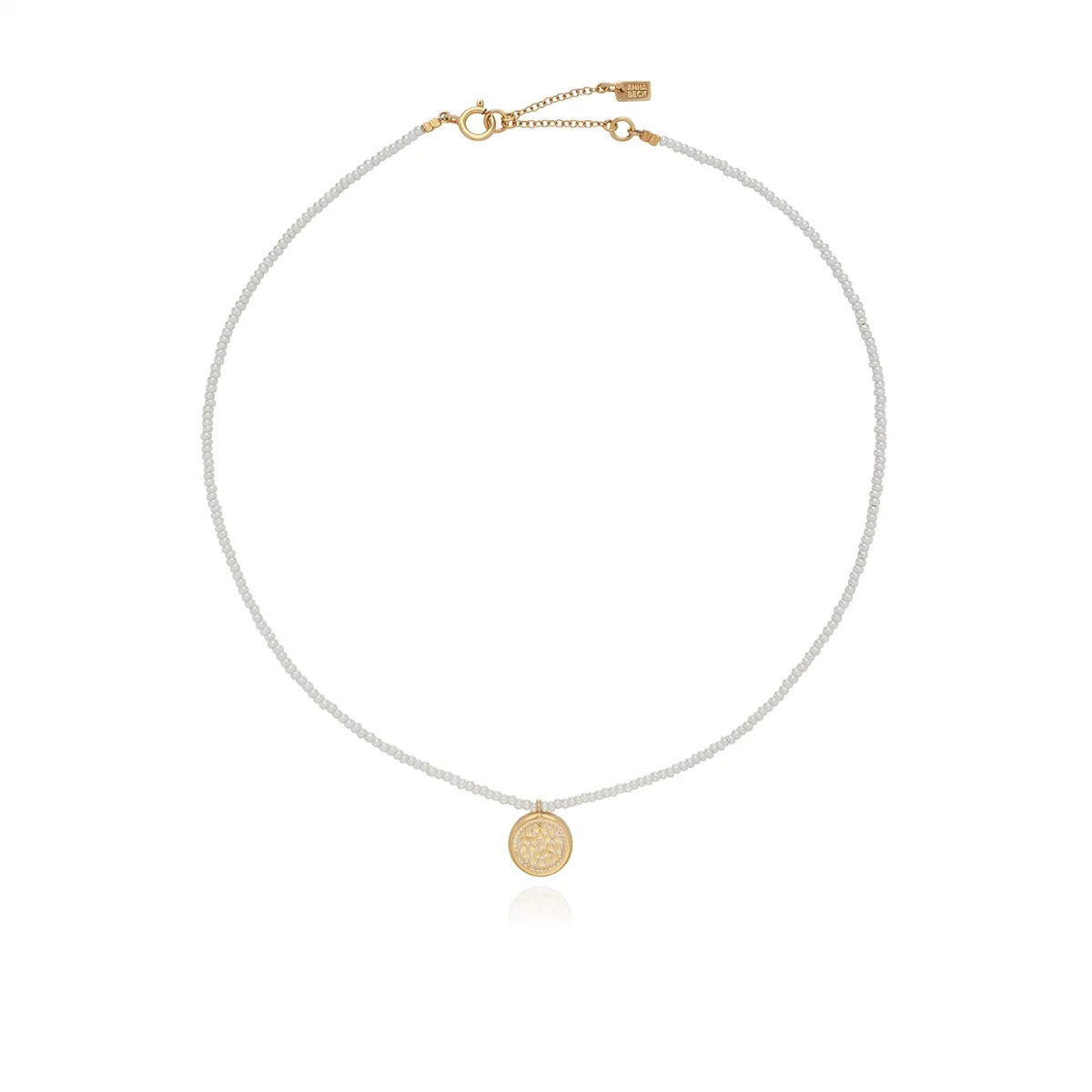 Anna Beck Delicate Beaded Pearl Circle Necklace, 15-17 inch - Gold Plated