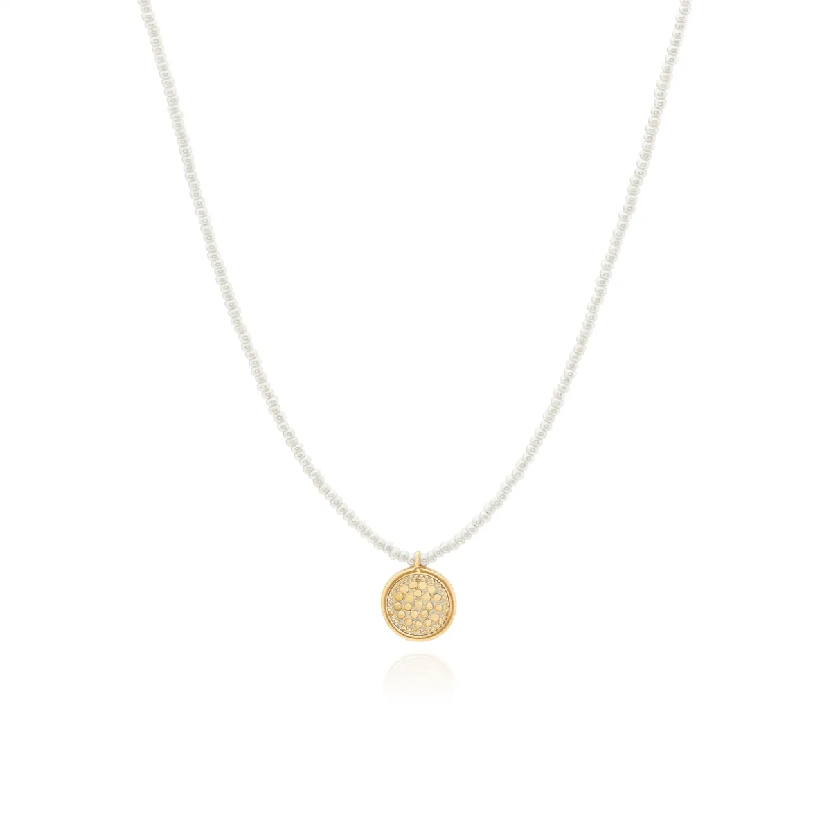 Anna Beck Delicate Beaded Pearl Circle Necklace, 15-17 inch - Gold Plated