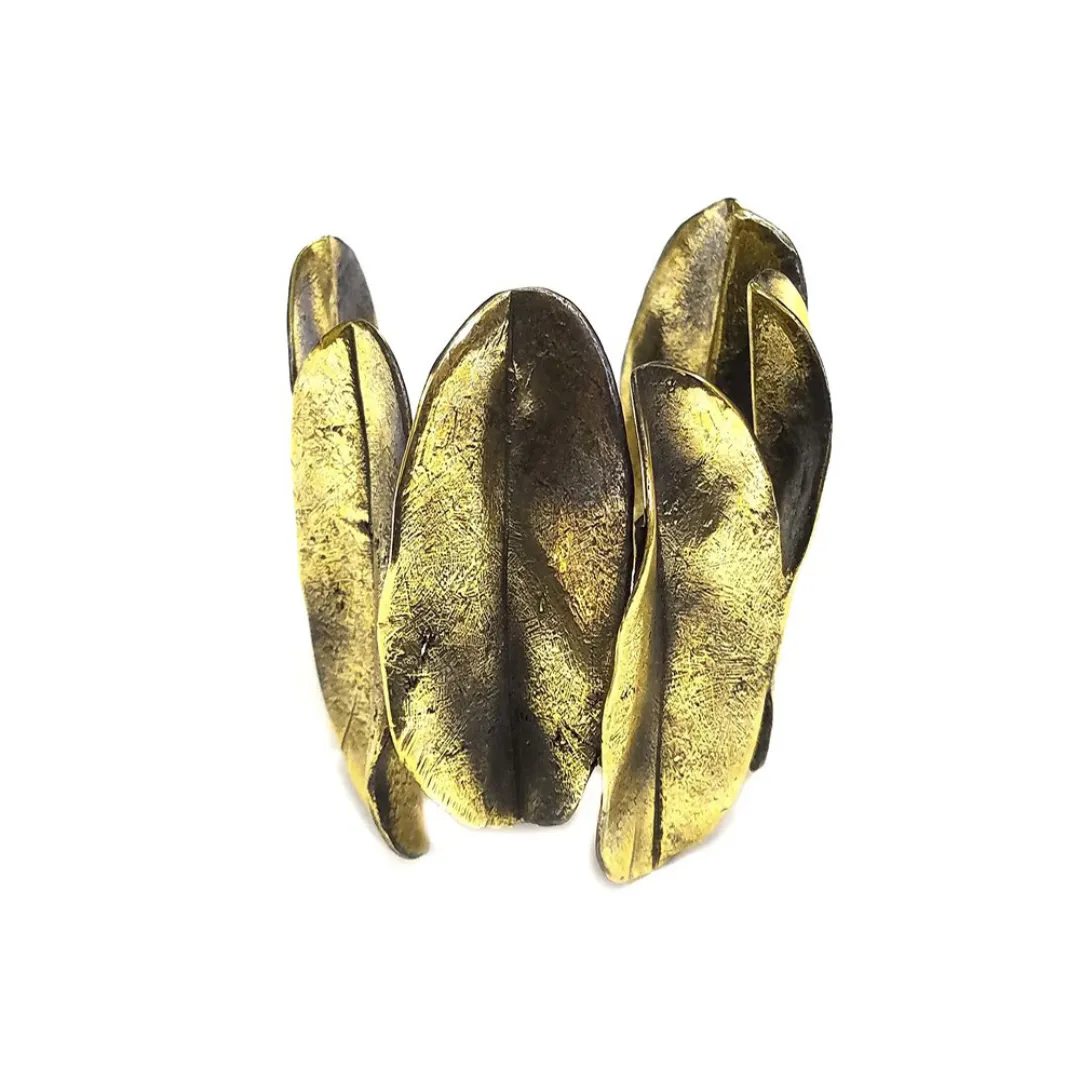 Antique Brass Leaf Cuff Bracelet