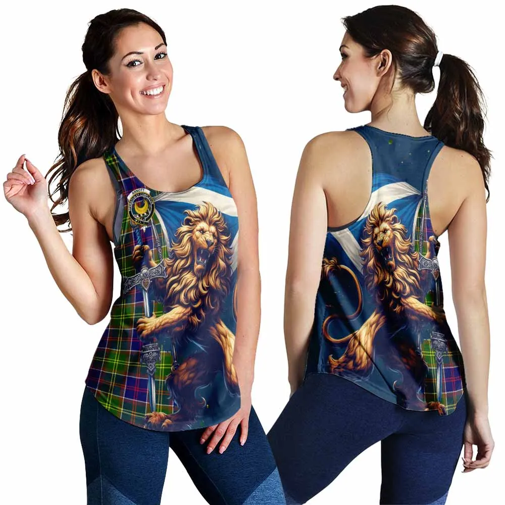 Arnott Tartan Family Crest Women's Racerback Tanks with Scottish Majestic Lion