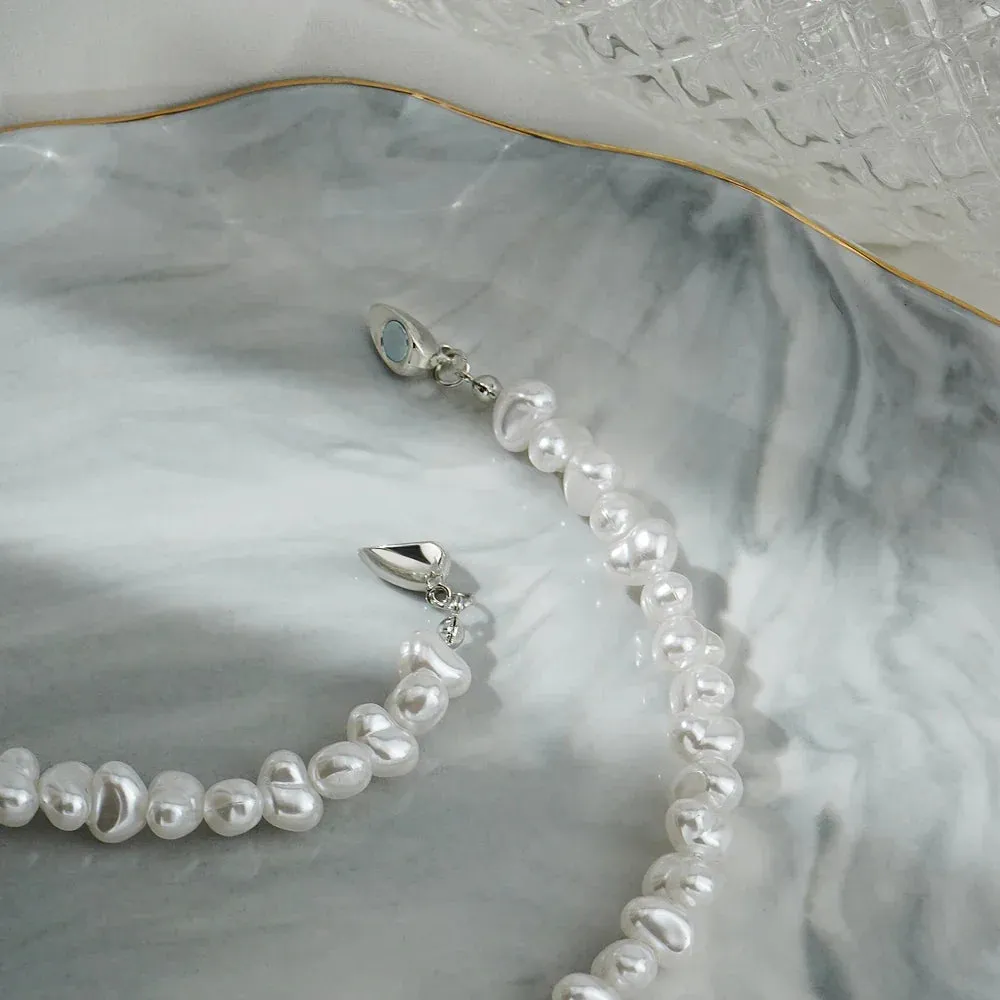 Asymmetrical Pearl Choker Necklace for Wedding Jewelry Gift