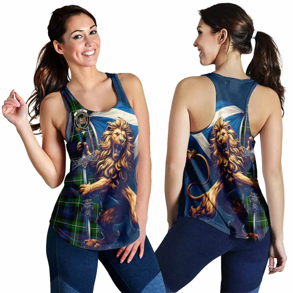 Baillie (Bailey) Tartan Family Crest Women's Racerback Tanks with Scottish Majestic Lion