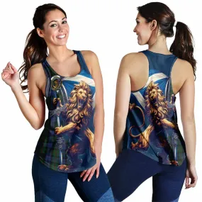 Baird Tartan Family Crest Women's Racerback Tanks with Scottish Majestic Lion