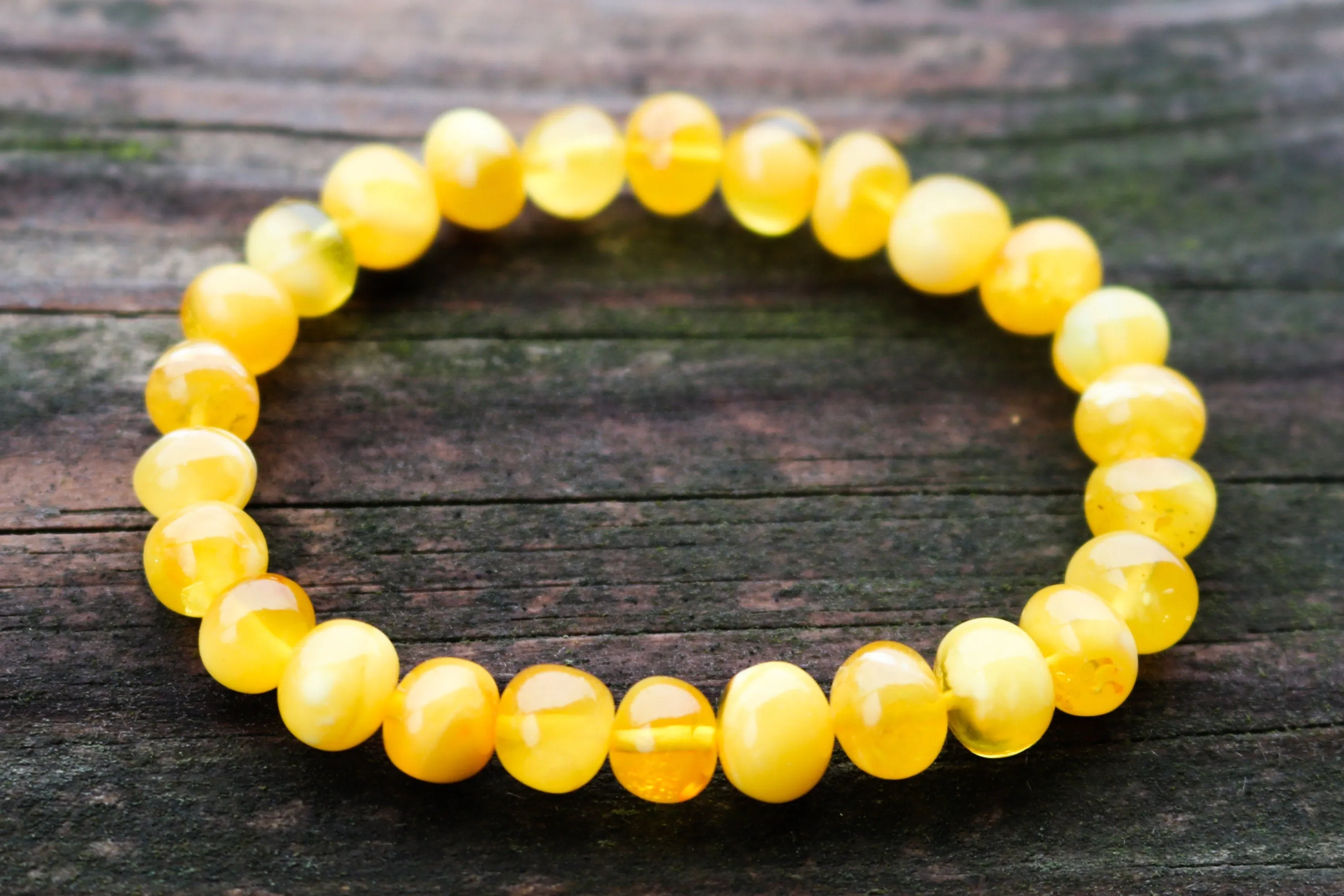 Baltic Amber Bracelet Butterscotch Cloudy Baroque Beads Natural Untreated Jewelry 10 mm 10.1 gram