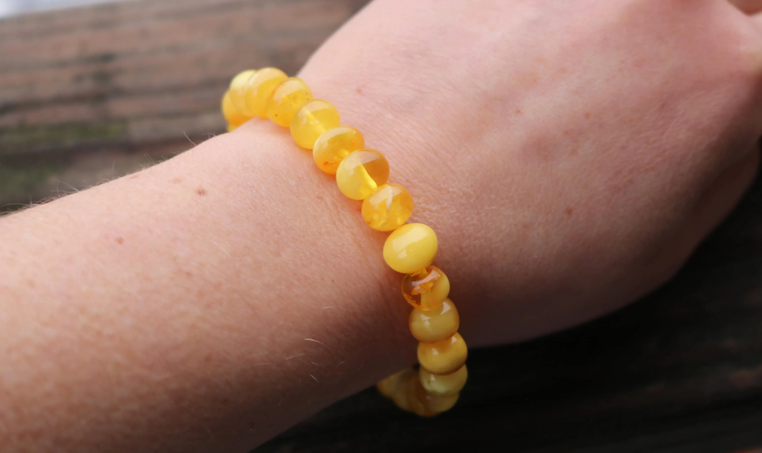 Baltic Amber Bracelet Butterscotch Cloudy Baroque Beads Natural Untreated Jewelry 10 mm 10.1 gram