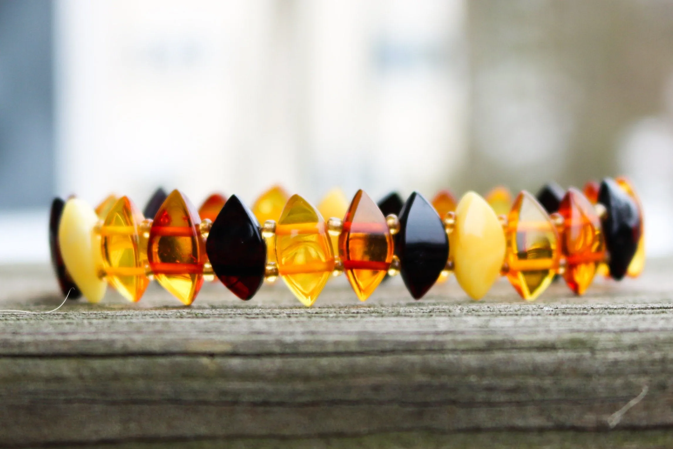 Baltic Amber Bracelet Butterscotch Stretch Natural Untreated 7.5" 6.3 gram