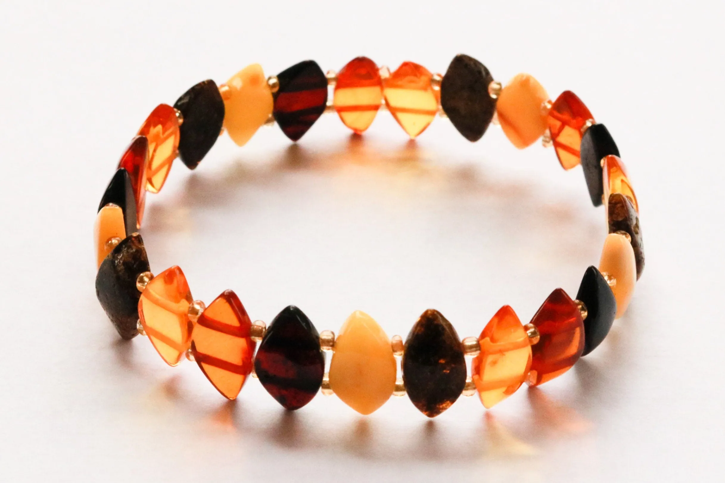 Baltic Amber Bracelet Butterscotch Stretch Natural Untreated 7.5" 6.3 gram