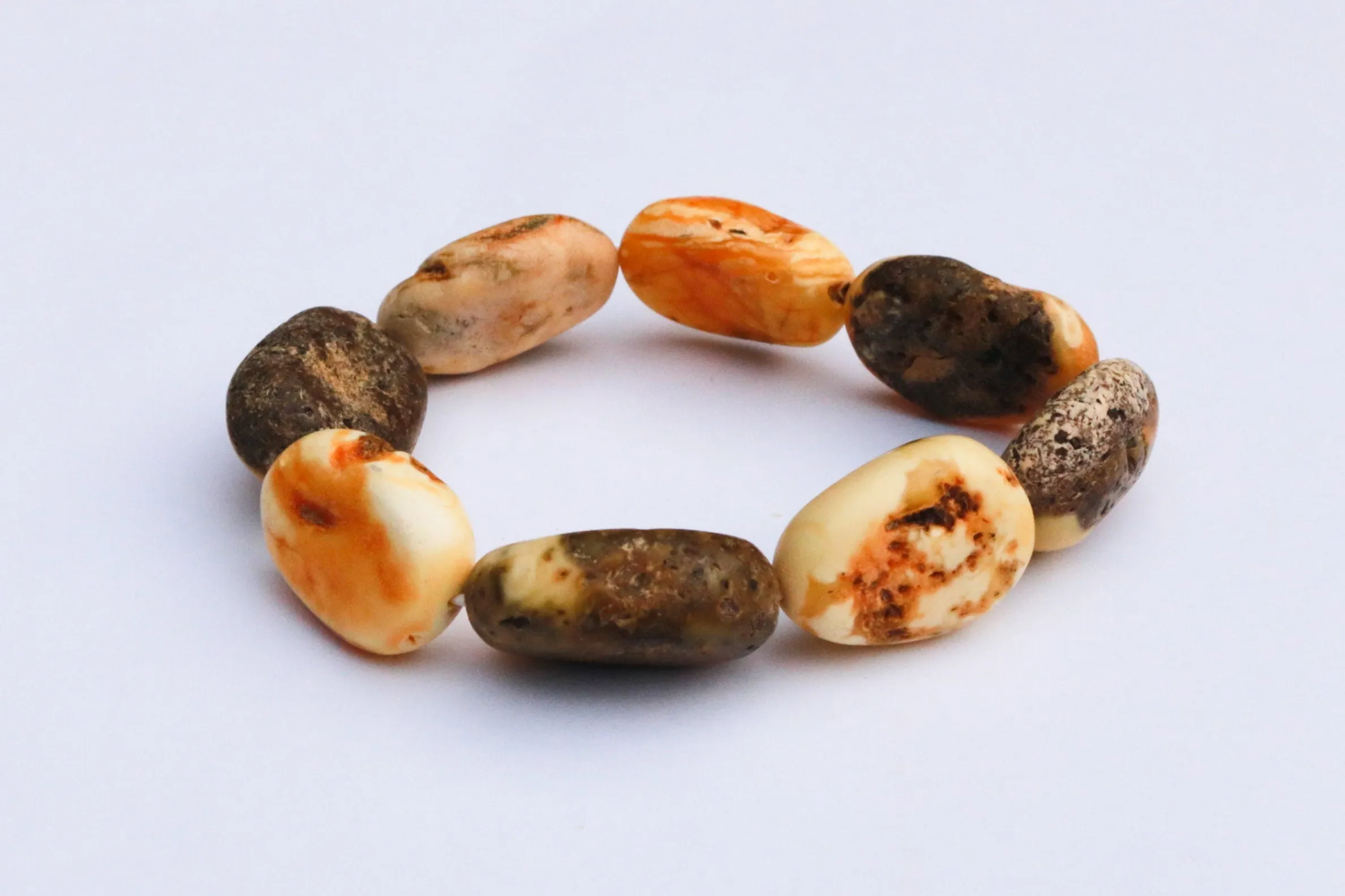 Baltic Amber Bracelet Raw Butterscotch Grey Olive Beads Unpolished Natural Untreated Unisex 26.1 gram