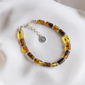 Baltic Amber Silver Bracelet for Women Honey Colour "Sun Stories"