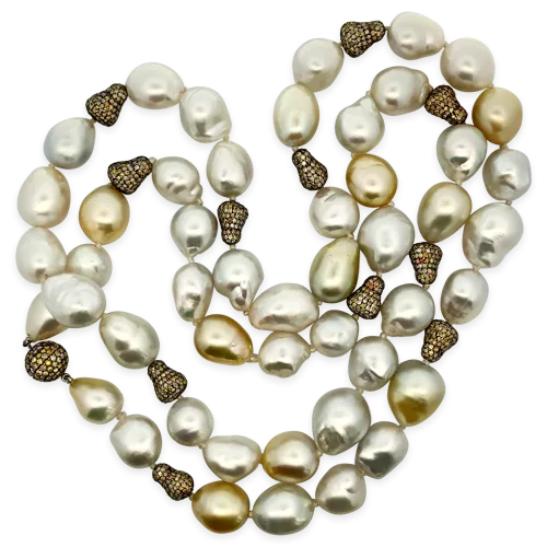 Baroque South Sea Pearl & Diamond Necklace