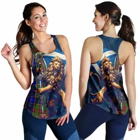 Beattie (Beatty) Tartan Family Crest Women's Racerback Tanks with Scottish Majestic Lion