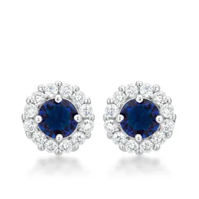 Belle Sapphire Blue Halo Stud Earrings | 2ct