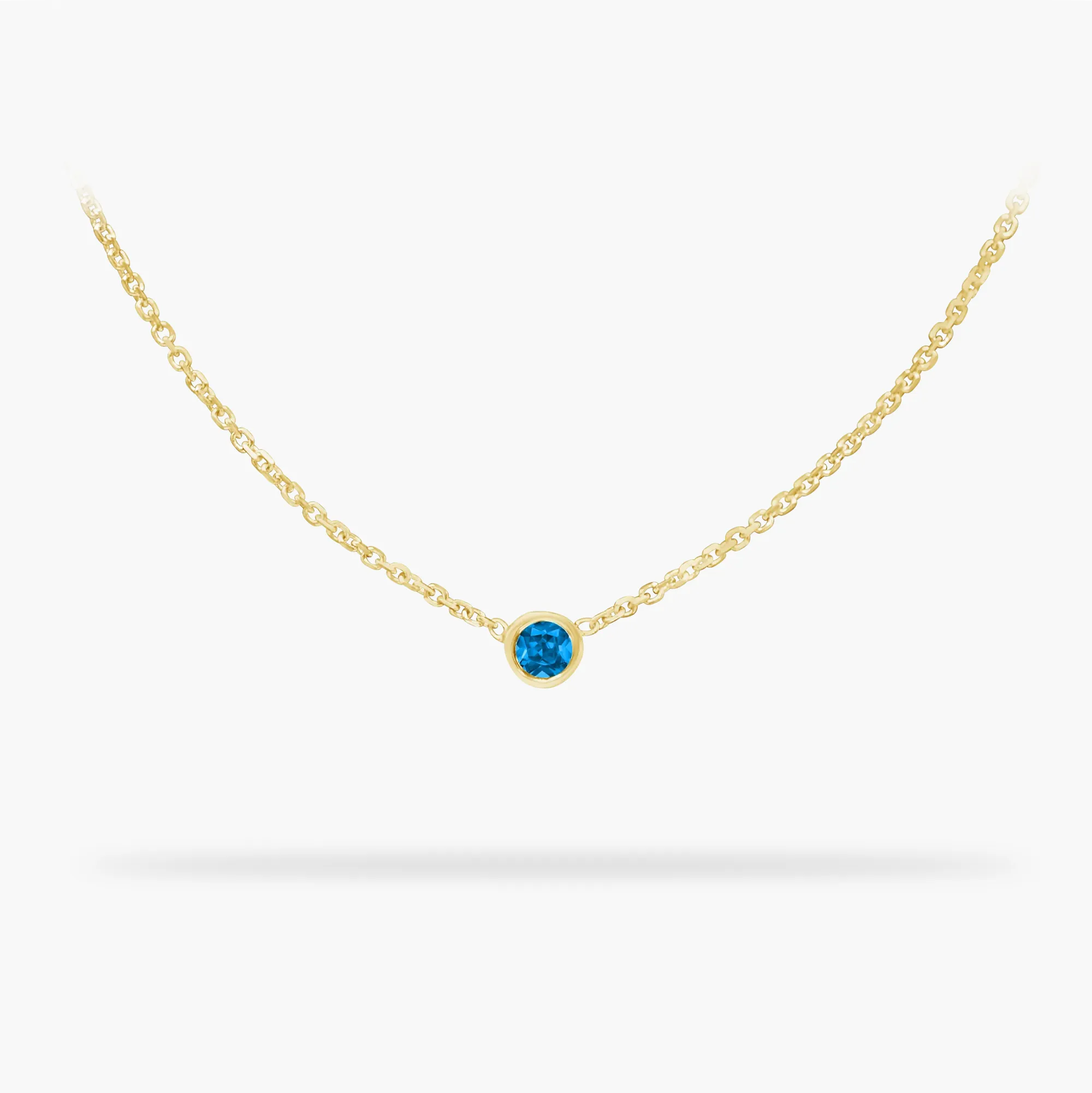 Birthday Necklace December- Blue Topaz Birthstone 14k gold necklace