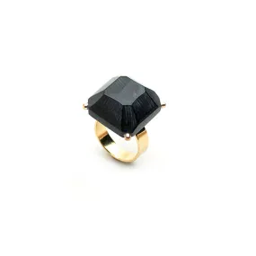 Black Gold Cropped Emerald Ring