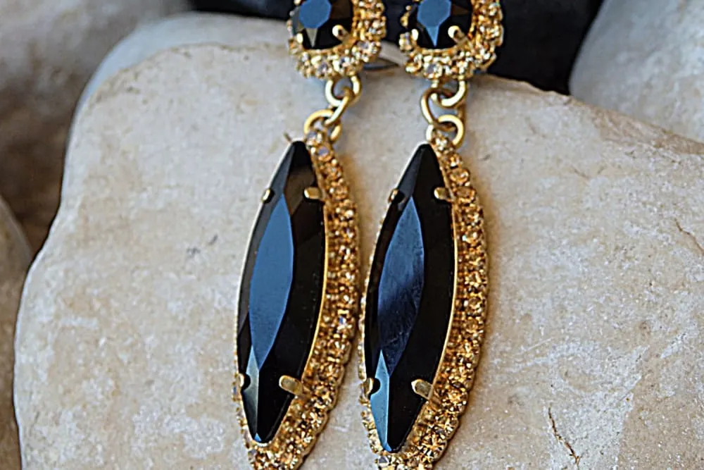 Black Rebeka Stud Earrings