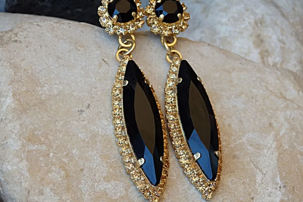 Black Rebeka Stud Earrings