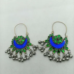 Blue and Green Glass Stone Earrings