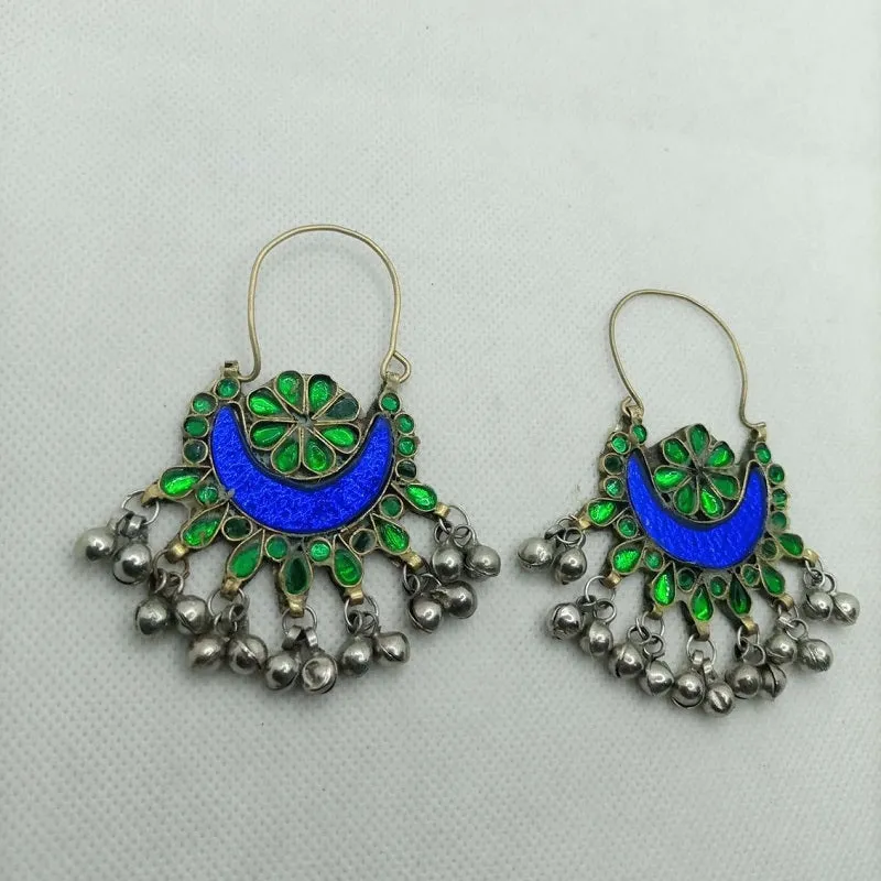 Blue and Green Glass Stone Earrings