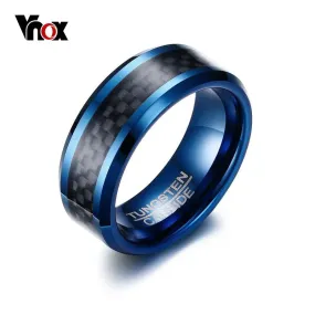 Blue Men's Carbon Fiber Tungsten Carbide Men Ring Jewelry