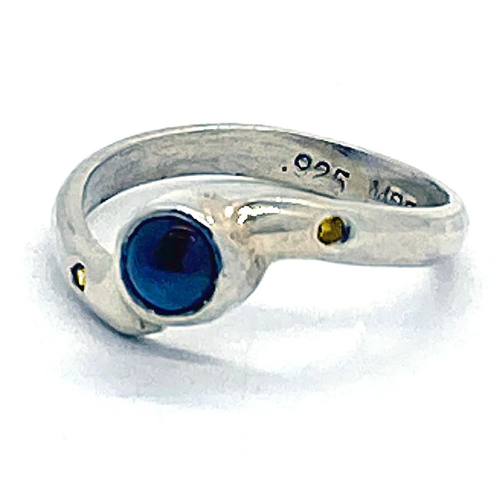 Blue Sapphire & Diamonds Ring (size 4 1/2)